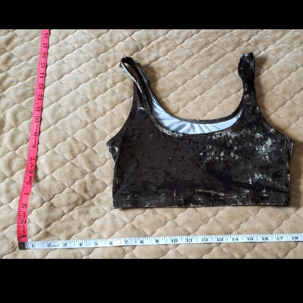 Olive Green Velvet Sports Bra